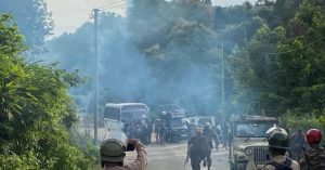 A still from a video of the Assam-Mizoram border clash on Monday