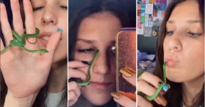girl, snake, shocking video