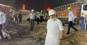 Narendra modi visited parliament building construction site